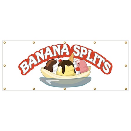 Signmission Banana Splits Banner Heavy Duty 13 Oz Vinyl with Grommets B-120 Banana Splits
